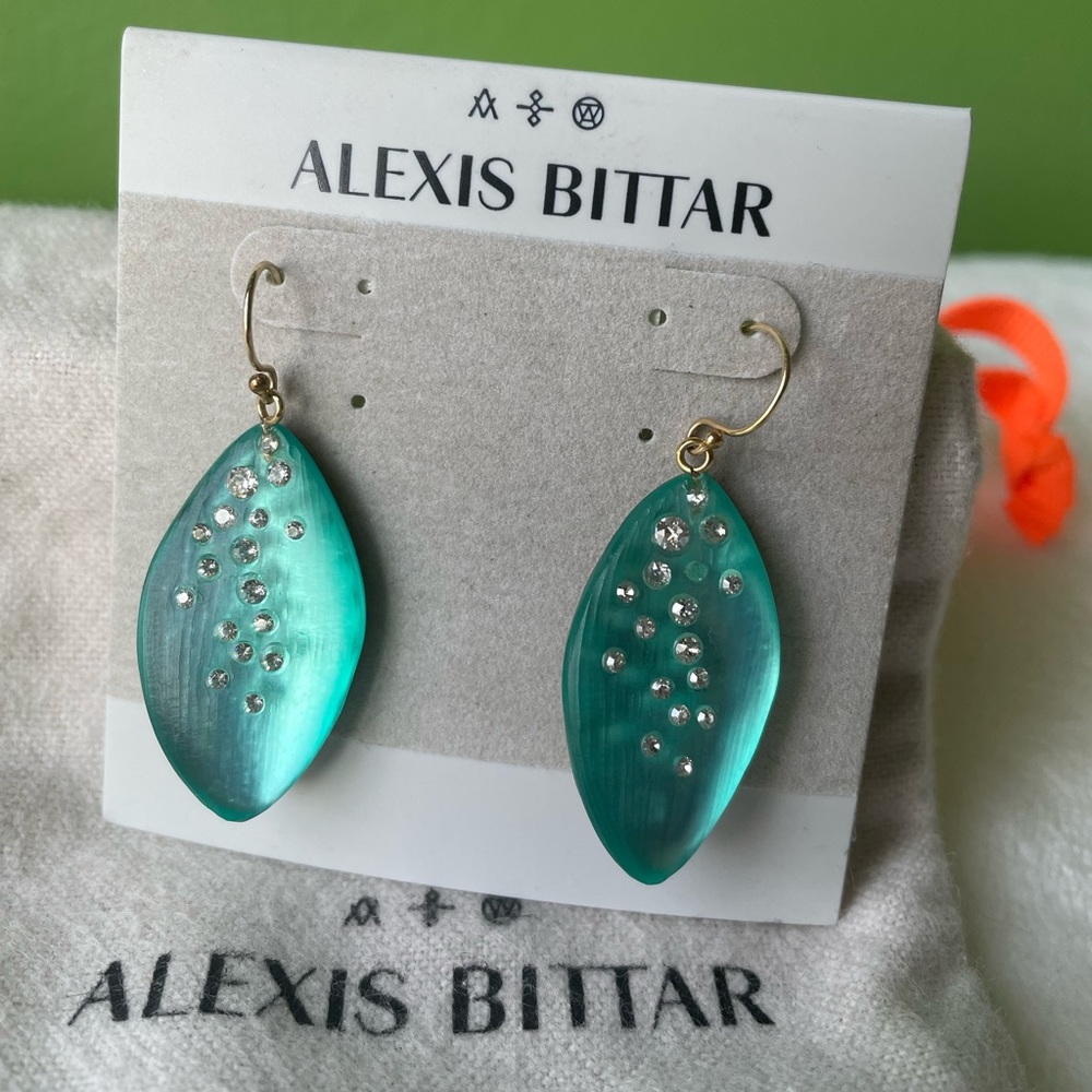 Alexis Bittar | Dust Long Leaf Statement Earrings (Green)